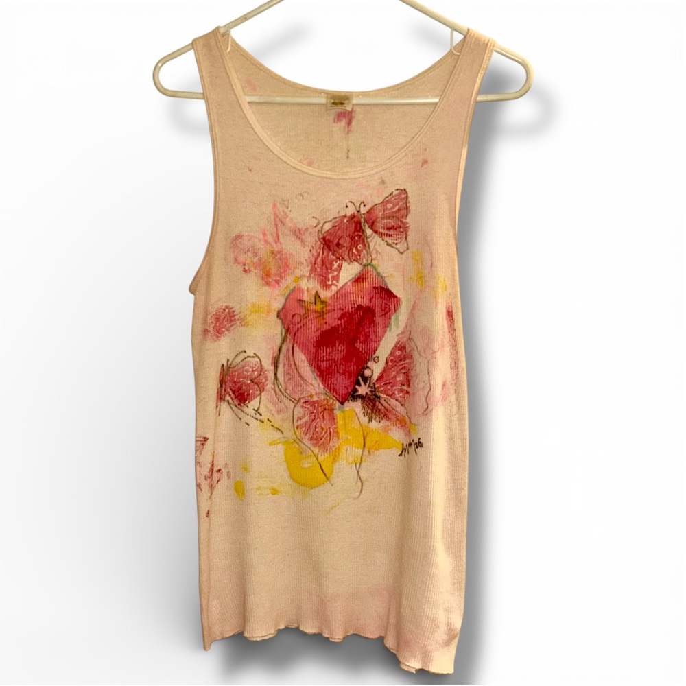 NWT Upcycled Artist Small Brand OOAK Floral Butterfly Motif Tank Festival Top - Picture 6 of 12